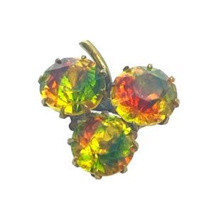 Vintage Watermelon Rivoli Rhinestone Grape Cluster Brooch | Antique pin